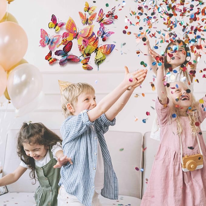 OPSEAM Butterfly Wall Decor 24/48 PCS, 3D Butterflies Stickers for Party Decorations with Magnets(Multiple Colour, 24)