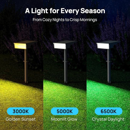 Consciot Solar Lights Outdoor Waterproof, 3 Color Solar Garden Light, Adjustable 170° Spot Lights for Outside Yard Landscape Lighting Pathway Halloween, IP65, Auto On/Off, 8 Pack, WS002UCW