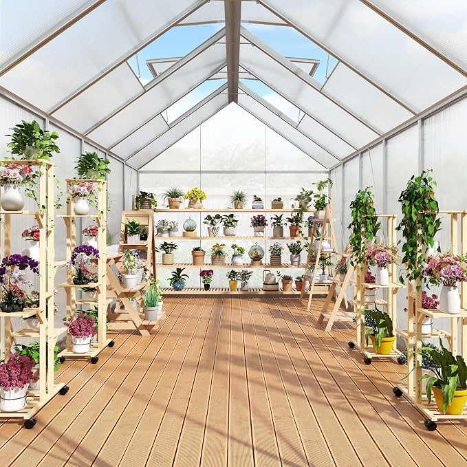 YITAHOME 12x6FT Polycarbonate Greenhouse Large Heavy Duty Green Houses Outdoor Aluminum Greenhouses with Sliding Doors Vent Window Walk-in Greenhouse for Garden Backyard, Silver
