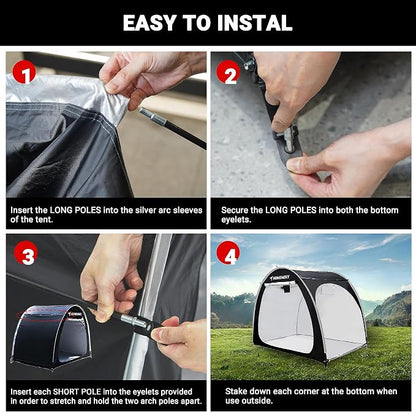 Himiway Bike Storage Shed Tent with Double Doors for 3-4 Bikes PU4000 Silver Coated Waterproof Anti-Dust 210D Oxford Fabric Portable Foldable Outdoor Bicycle Cover Shelter Carry Bag for Home Garden