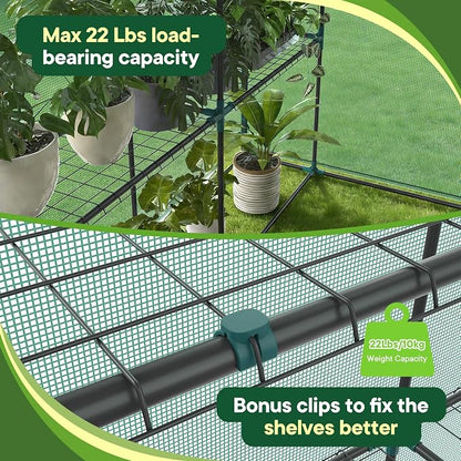 OLIXIS Outdoor Greenhouse, Walk-in Greenhouse with 2 Tier 8 Plant Shelves, Durable PVC Cover, 56"x56"x77" Portable Greenhouses for Outdoor Garden, Patio, Porch, Backyard Green Houses, Green