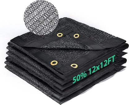 Kesfitt 50% Shade Cloth 12x12 ft, Breathable HDPE Mesh Sun Shade Tarp for Garden & Greenhouse, UV Resistant Outdoor Shade Fabric with Copper Grommets for Plants, Patio, Yard