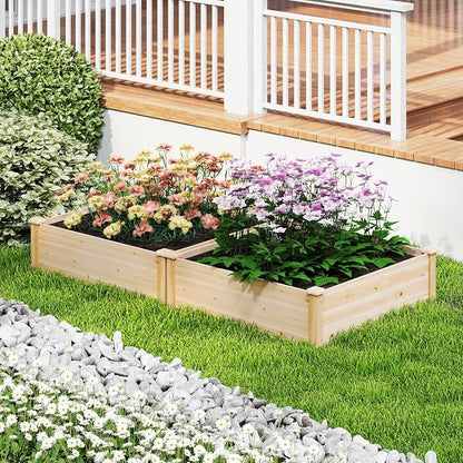 Giantex Raised Garden Bed, Wood Planter Box, Outdoor Square Garden Bed for Vegetable Flower Herb Succulent, 40" Lx40 Wx12 H, Easy Assembly