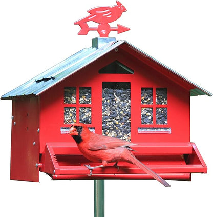 Perky-Pet Squirrel-Be-Gone II Country Style Bird Feeder, 8 lb Seed Capacity | Weight-Activated, Squirrel Proof, Metal Construction, Rust Resistant, Locking Lid, Removable Roof, Adjustable Settings, 338