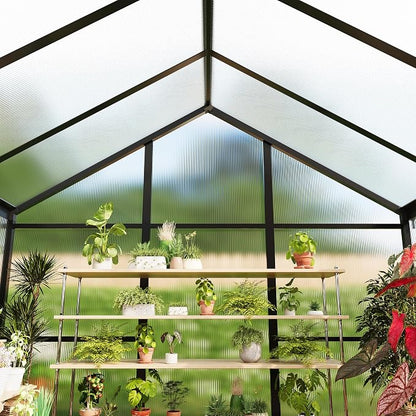 Garvee 6 x 6 FT Greenhouse, Greenhouses for Outside, Polycarbonate Greenhouse with Aluminum Frame, Lockable Door and Ajustable Roof Vent for Backyard, Green Houses for Outside Garden Backyard, Patio