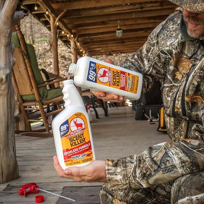 Wildlife Research Center Super Charged Scent Killer Spray & Refill – Odor Eliminator for Hunting – Works After Drying – Odor Control for Clothes & Gear – Hunting Spray (48 FL OZ Combo)