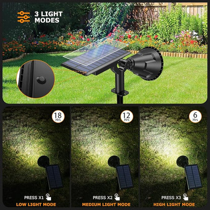 Solar Spot Lights Outdoor, 21 LEDs Solar Outdoor Lights Auto On/Off with 3 Modes, IP67 Waterproof Yard Spotlight Landscape Lighting Garden Wall Lights, 2-in-1 Solar Powered Lights, 2Pack