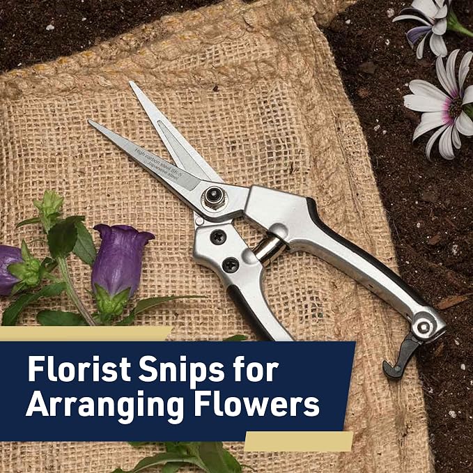 Pruning Shears - Garden Scissors Florist Snips - 2.5” Blades - Flower Scissors for Cutting Fresh Flowers, Trimming, or Harvesting Herbs or Fruit - Pruners for Gardening Tools by Kings County Tools