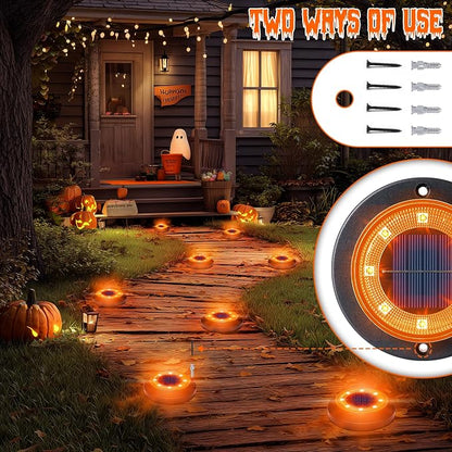 Flacchi Solar Ground Lights - Solar Powered Lights Outdoor Solar Disk Light Waterproof Landscape Light for Patio Yard Pathway Walkway Driveway (Orange, 12 Pack)