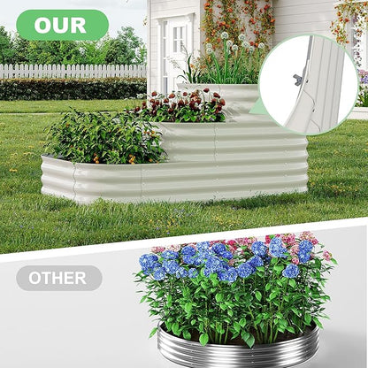 IDEALHOUSE 3-Tier Galvanized Raised Garden Bed 60.6x42.1x30.7 Inch, Exclusive Layered Planting Design for Shallow & Deep Root Plants, Eliminates Root Competition, Maximize Vertical Space, White