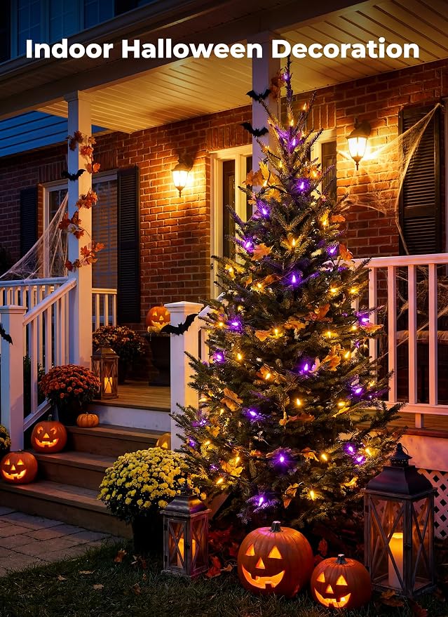 Minetom Halloween String Lights Orange & Purple 100 Count 20 Feet Incandescent Bulb Mini Lights for Indoor Outdoor Garland Party Festival Haunted House Decoration