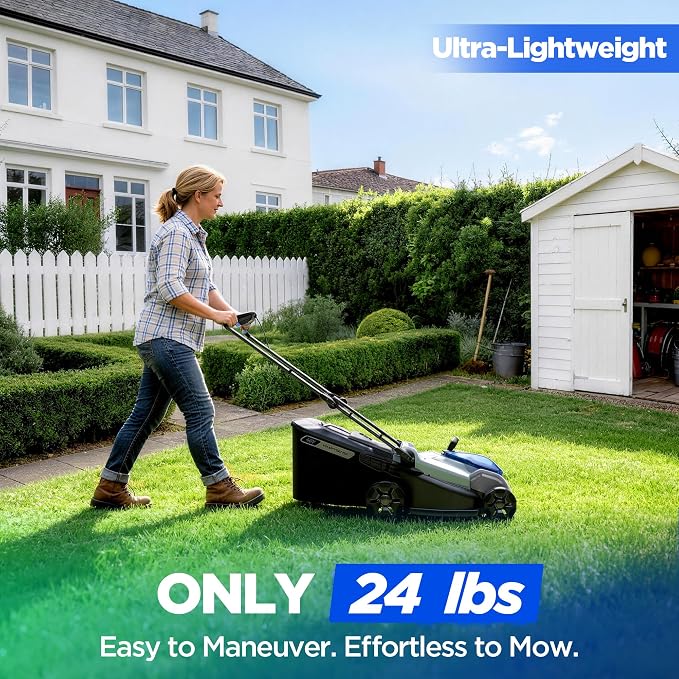 18" Cordless Push Lawn Mower for Small Yards, 40V Brushless Electric Mower with 4.0Ah Battery & Charger, 6 Heights & 2-in-1 Mulch/Bag