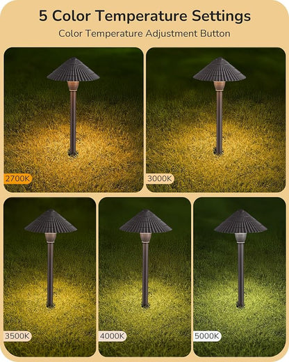 EDISHINE 5CCT Low Voltage Pathway Lights Wired, 2700K/3000K/3500K/4000K/5000K LED Landscape Path Lights, 12V 3W 160LM Waterproof Outdoor Landscape Lighting for Yard Garden Walkway, Aluminum, 4 Pack