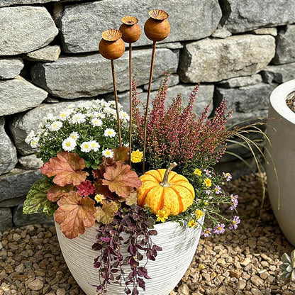 Metal Flowers for Outside - 3PCS Decorative Garden Stakes, Flower Bed Decorations Outdoor, Metal Garden Yard Art Sculpture for Lawn Porch Pathway Patio