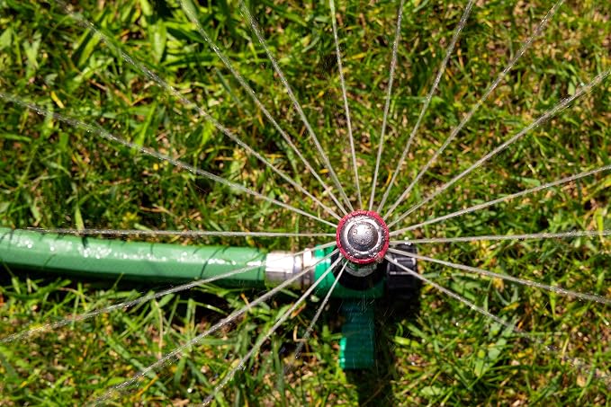 Rain Bird RVANSP Hose-End High-Efficiency Pro Rotary Sprinkler on Large Metal Spike, Hand Adjustable, 45° - 270° Pattern, 17' - 24' Spray Distance