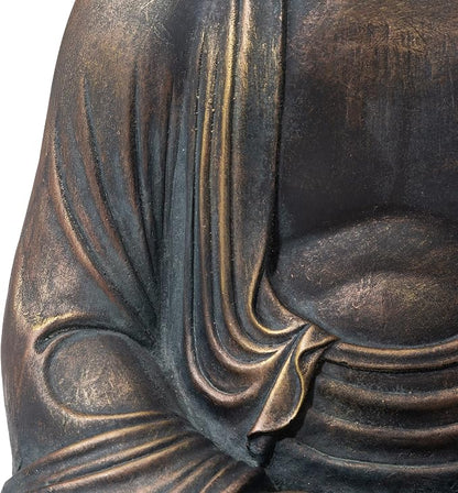 Glitzhome 22.75-inch Zen Meditation Buddha Garden Statue, Bronze Large Indoor and Outdoor Sculpture, Hand-Finished MGO & Fiberglass Decor for Home Patio Yard