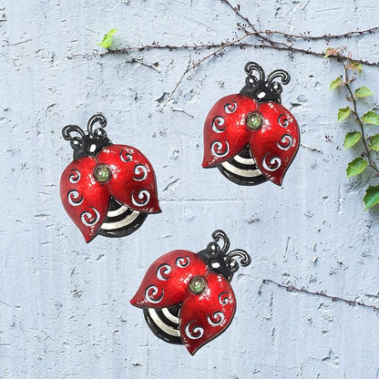 Metal Ladybugs Wall Art Decor, Large Ladybugs Wall Sculpture, Garden Decor | BVLFOOK; Hanging for Outdoor; Garden décor; Yard décor; Lawn Patio; 9.5 * 7 Inch, 3 Pack; Gift for Family