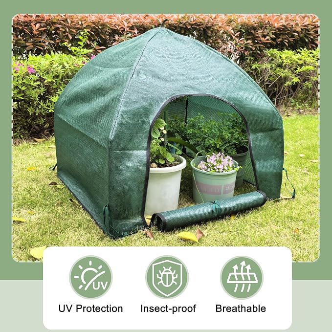 75% Shade Plant Protection Cover for All Seasons, 4.3 * 4.3 * 3 FT Heavy-Duty Garden Tent with Zipper Door, Protect Plants from Sun, Wind, Animals for Summer Shade