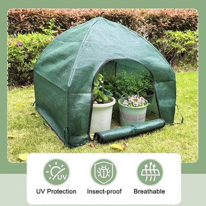 75% Shade Plant Protection Cover for All Seasons, 4.3 * 4.3 * 3 FT Heavy-Duty Garden Tent with Zipper Door, Protect Plants from Sun, Wind, Animals for Summer Shade
