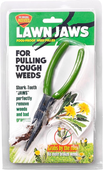 Lawn Jaws Original Shark Tooth Weed Puller Tool – Handheld Root Removal Weeder for Dandelion, Crabgrass & Broadleaf Weeds – Heavy Duty Garden Weeding Tool for Lawn Care, Landscaping & Summer Gardening