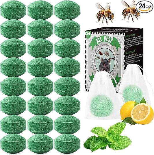 24 Pack Wasp and Bee Repellent Outdoor, Natural Peppermint Oil Carpenter Bee Repellent for Yellow Jackets, Hornets, Mud Wasp Deterrent for Indoor Outdoor Patio Garden Porch, Pet and Human Safe, Green