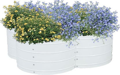 Sunnydaze Galvanized Raised Garden Bed - Outdoor Planter Box for Backyard or Patio - Steel Metal Raised Bed for Gardening Vegetables, Flowers, Herbs - 43 x 43 x 12 in - Ivory White - Clover