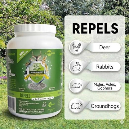 Repels All Animal Repellent Granules 3 lbs – Ready-to-Use Granular Formula – Deer & Rabbit Repellent for Lawn, Yard & Garden – Long Lasting Pest Deterrent