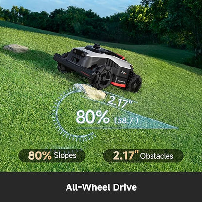 [All-Terrain Wire-Free] DREAME A3 AWD 1000 Robot Lawn Mower, 360° 3D LiDAR & AI Dual Vision Smart Robotic Mower for 0.25 Acre, 80% Slopes & 45min Fast Charge