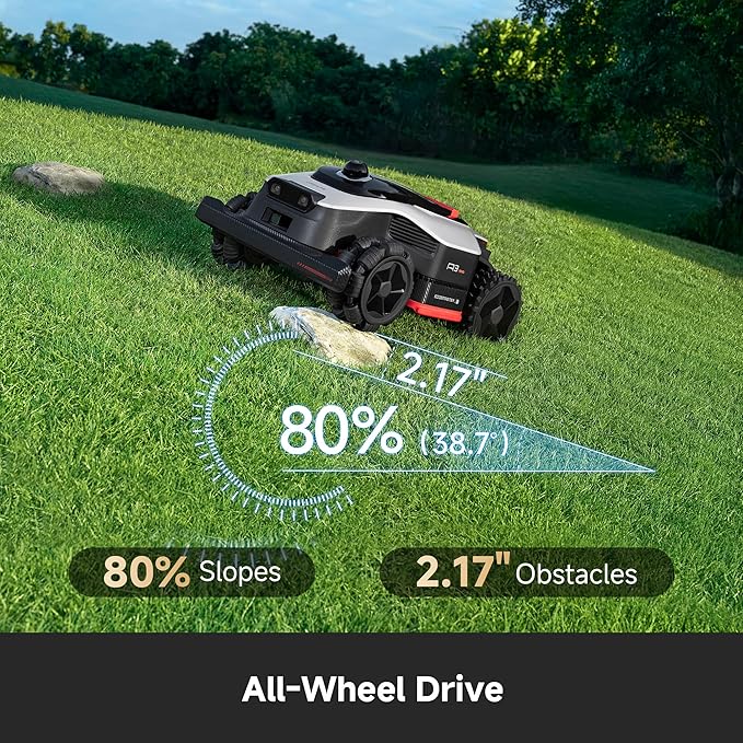 [All-Terrain Wire-Free] DREAME A3 AWD 2000 LiDAR Robot Lawn Mower A3 AWD 2000 + Cleaning Set + Blade Set, 360° 3D LiDAR & AI Dual Vision Smart Robotic Mowers for 0.5 Acre