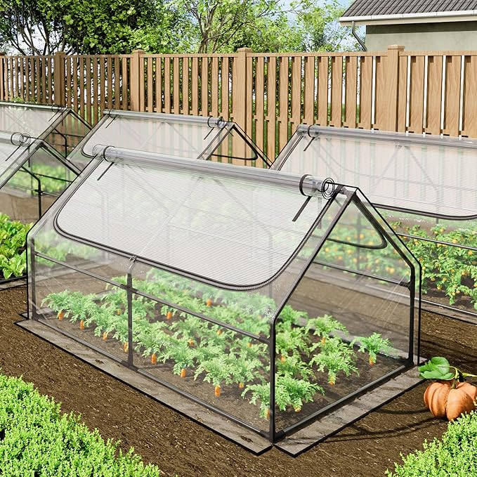 Superlele Mini Greenhouse for Outdoor, 6x3x3FT Portable Walk-in Greenhouse with 2 Large Zipper Doors, Transparent PVC Cover for Plant Protection, Ideal for Raised Garden Bed, Winter Gardening