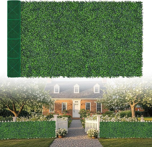 Artificial Boxwood Roll, 64x168 in (74 sqft) UV-Anti Faux Ivy Grass Wall Backdrop for Balcony Privacy, Fake Grennery Wall Decor for Garden, Patio, Backyard