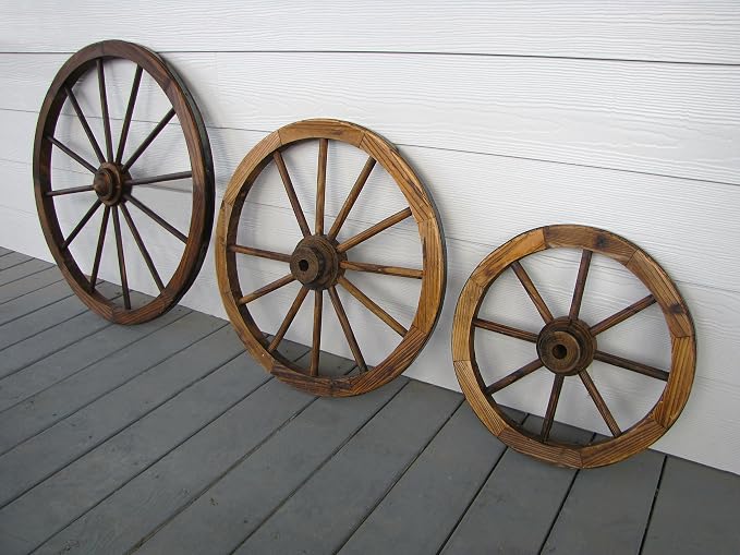 Leigh Country 24-Inch Wooden Wagon Wheel, Rustic Decorative Yard/Garden Décor, for Decoration Only