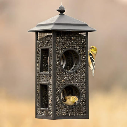 Perky-Pet Fly-Thru Wild Bird Feeder, 2 lb Seed Capacity | All-Metal Construction, Mesh Sides, Outdoor Hanging Feeder with Mesh Sides and Perch Stations