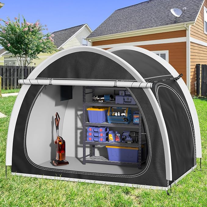 Bike Storage Shed Tent, Oversized Storage Tent for 3-4 Bikes, Portable Foldable Garage/Garden Storage Tents, Waterproof Anti-uv Outdoor Bicycle Cover