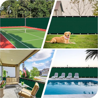 iCover 8x50ft Privacy Screen Fence, Outdoor Fencing Panels, Garden Windscreen Mesh Shade Sail Net Barrier, Include Reinforced Bindings and Brass Grommets Cable Zip Ties, Green