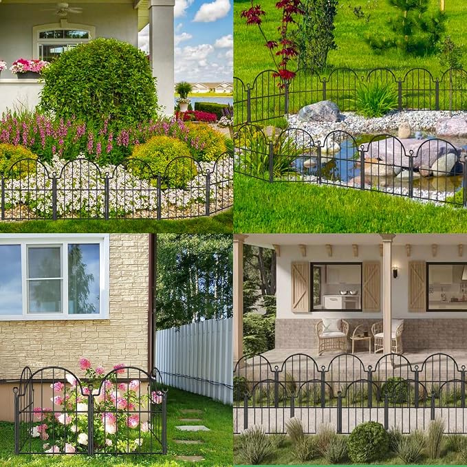 Blingluck Decorative Garden Fence, 17 in(H) x 21 ft(L) Arched Rustproof Metal No Dig Garden Fence Border, Ground Stake Animal Barrier Fence for Rabbit, Outdoor Decor for Yard & Patio,19 Pack