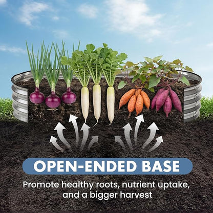 DUMOS Galvanized Raised Garden Bed, 8x4x1ft Outdoor Metal Planter Box, Heavy-Duty Planter Raised Bed for Vegetables Herbs Flowers, Oval Rustproof Flower Beds for Backyard Patio, Open Bottom