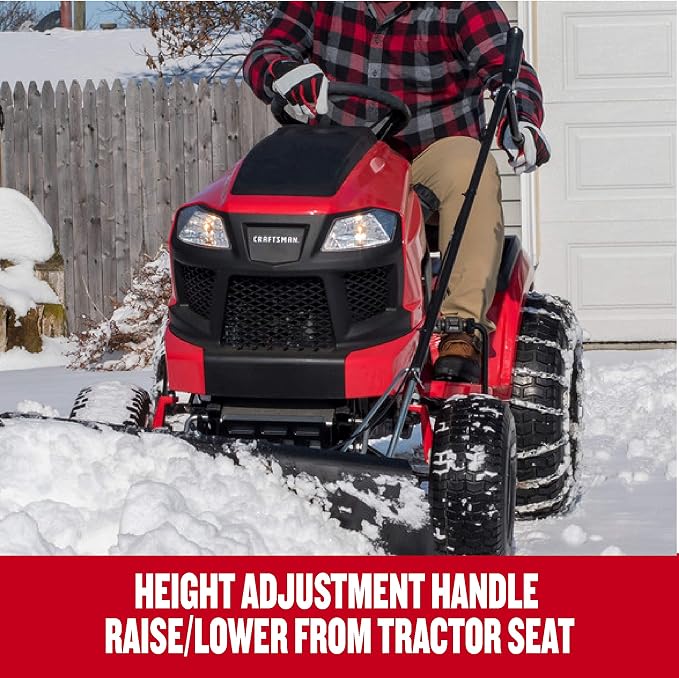 Craftsman 42 in Snow Blade for Lawn Tractors, Heavy-Duty Angled Snow Plow Attachment with Adjustable Trip Spring