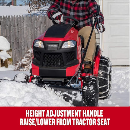 Craftsman 42 in Snow Blade for Lawn Tractors, Heavy-Duty Angled Snow Plow Attachment with Adjustable Trip Spring