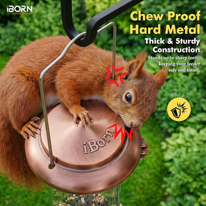 iBorn Metal Bird Feeders Brushed Copper Wild Bird Feeder for Outdoors Hanging All Metal Brushed Copper Finishing 15 Inch 6 Port(Seed is not Included)