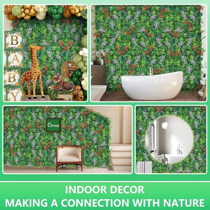 Grooy 20"x20"(16pcs) Grass Wall, Artificial Boxwood Panels, Grass Backdrop Wall for Privacy Screen, Sun Protected Green Hedge Panels for Outdoor, Indoor, Garden, Fence, Backyard and Décor