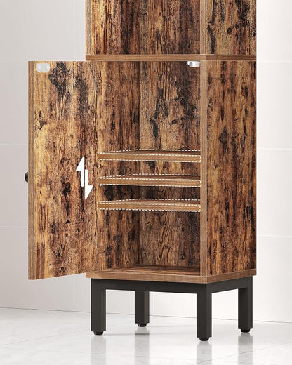 Hzuaneri Bathroom Storage Cabinet, Small Corner Floor Cabinet with Door and Shelves, Narrow Toilet Paper Holder, Bathroom Organizer with Adjustable Shelf, for Small Spaces, Rustic Brown BC38201BV1