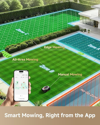 DREAME LiDAR Robot Lawn Mower A3 AWD Pro 3500 +Garage Set, Wire Free No RTK, 4WD for 38.7° Slopes Robotic Lawn Mowers,Dual-Disc Cutting 15.8" Width