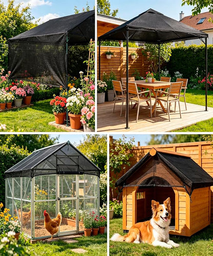 40%-50% Black Sun Shade Cloth for Garden -12 X 20Ft Mesh Tarp with Grommets | Sunshade Net for Vegetables, Greenhouse, Plants Cover, Patio, Chicken Coop, Barn & Kennel, Tomatoes