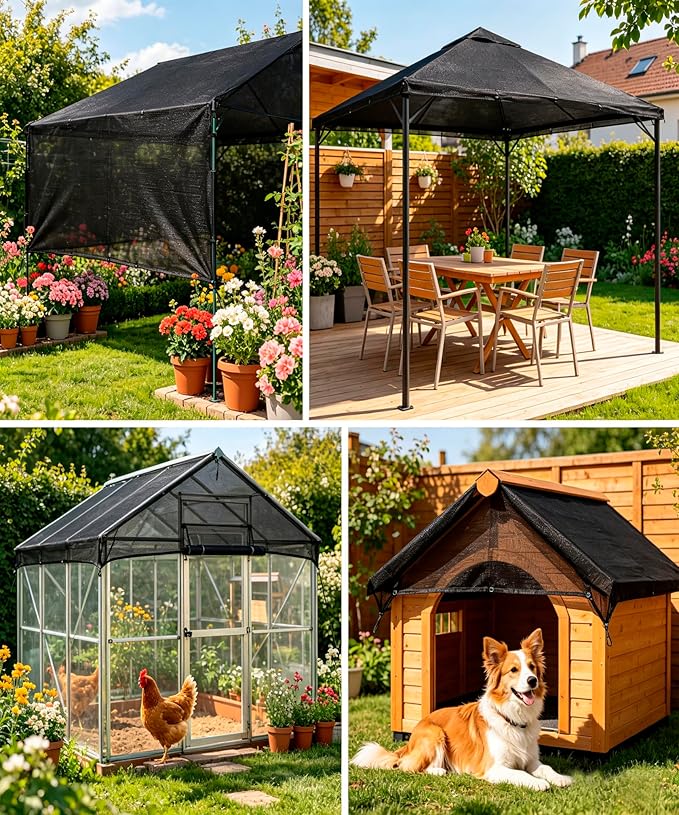 40%-50% Black Sun Shade Cloth for Garden -3 X 6Ft Mesh Tarp with Grommets | Sunshade Net for Vegetables, Greenhouse, Plants Cover, Patio, Chicken Coop, Barn & Kennel, Tomatoes