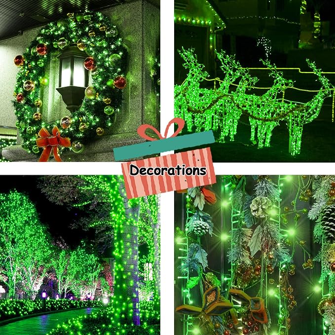 300 Led Green Outdoor String Lights Waterproof St. Patrick's Day Decorations, 108 Ft Led Twinkle Lights for Bedroom, 8 Modes Plug in Fairy Lights for Christmas Room Decor