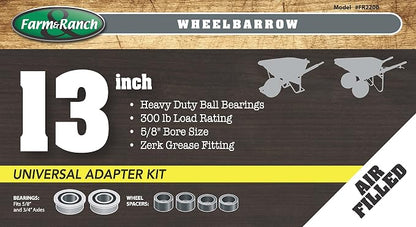 Farm and Ranch FR2200 Pneumatic Replacement Tire for Wheelbarrows and Utility Carts, 13-Inch, Black (Pack of 2)