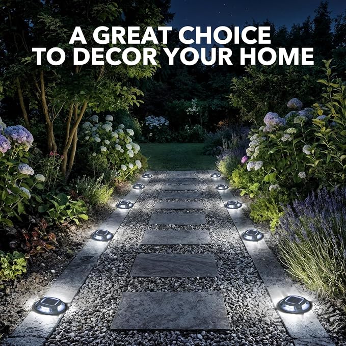 AGPTEK Solar Driveway Lights Outdoor 1 Pack, 2 Color Modes LED Deck Dock Marine Waterproof Security Marker Lights for Step Sidewalk Stair Garden Pathway Walkway Yard(Blue Light/Cool White)