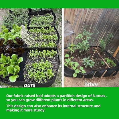 CJGQ Fabric Raised Garden Bed, 2Pack 8 Grids Plant Grow Bags, 3x6FT Breathable Planter Raised Beds for Growing Vegetables Potatoes Flowers, Rectangle Planting Container for Outdoor Gardening