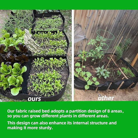 CJGQ Fabric Raised Garden Bed, 2Pack 8 Grids Plant Grow Bags, 3x6FT Breathable Planter Raised Beds for Growing Vegetables Potatoes Flowers, Rectangle Planting Container for Outdoor Gardening